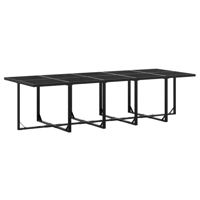 vidaXL 15 Piece Patio Dining Set with Cushions Black Textilene