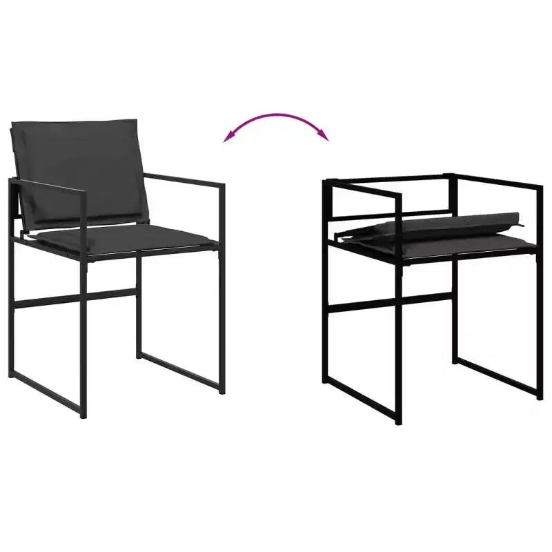 vidaXL 15 Piece Patio Dining Set with Cushions Black Textilene