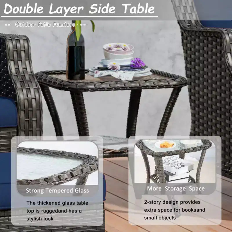 UPTIOT 7-Person Seating Group With Fire Pit And Cushions