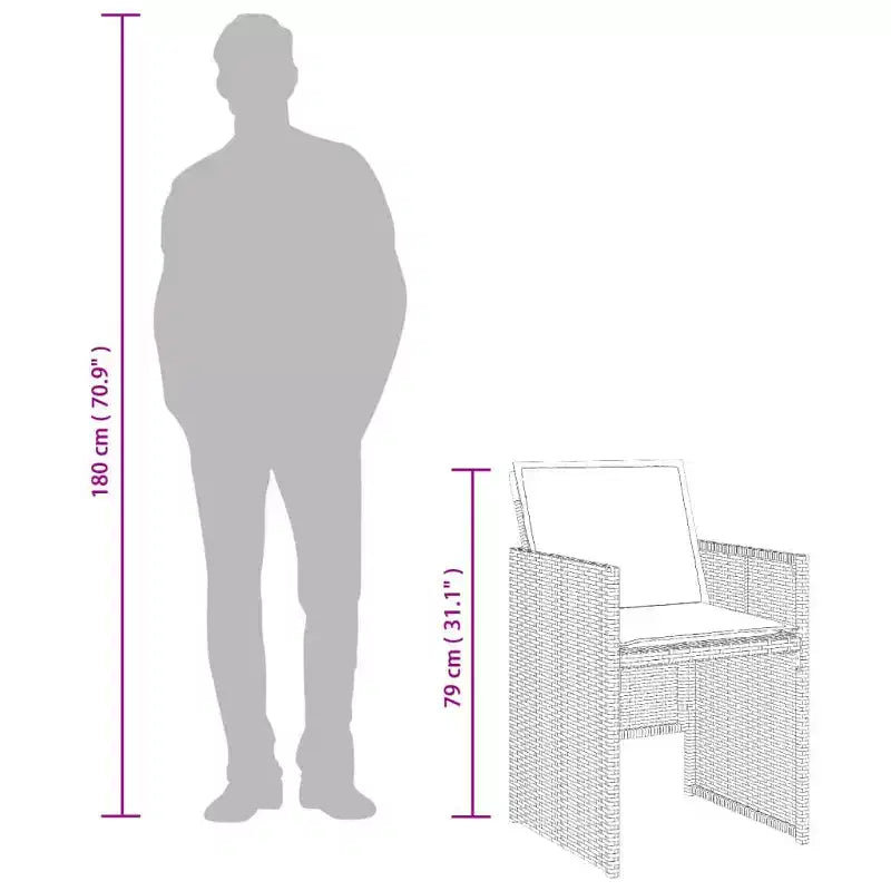 vidaXL Patio Dining Set of 12 Grey Poly Rattan 12 Seater Foldable