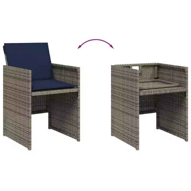 vidaXL Patio Dining Set of 12 Grey Poly Rattan 12 Seater Foldable