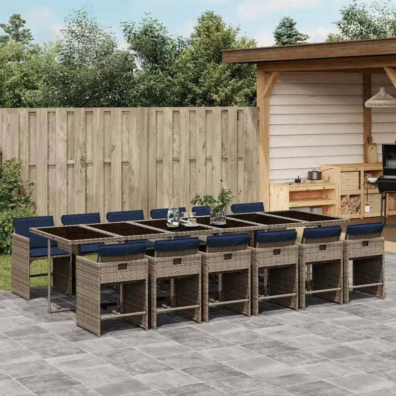 vidaXL Patio Dining Set Set of 12 Gray