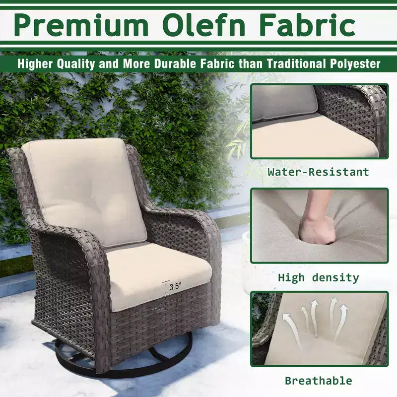 UPTIOT 6-Piece Wicker Outdoor Patio Conversation Set with Cushions