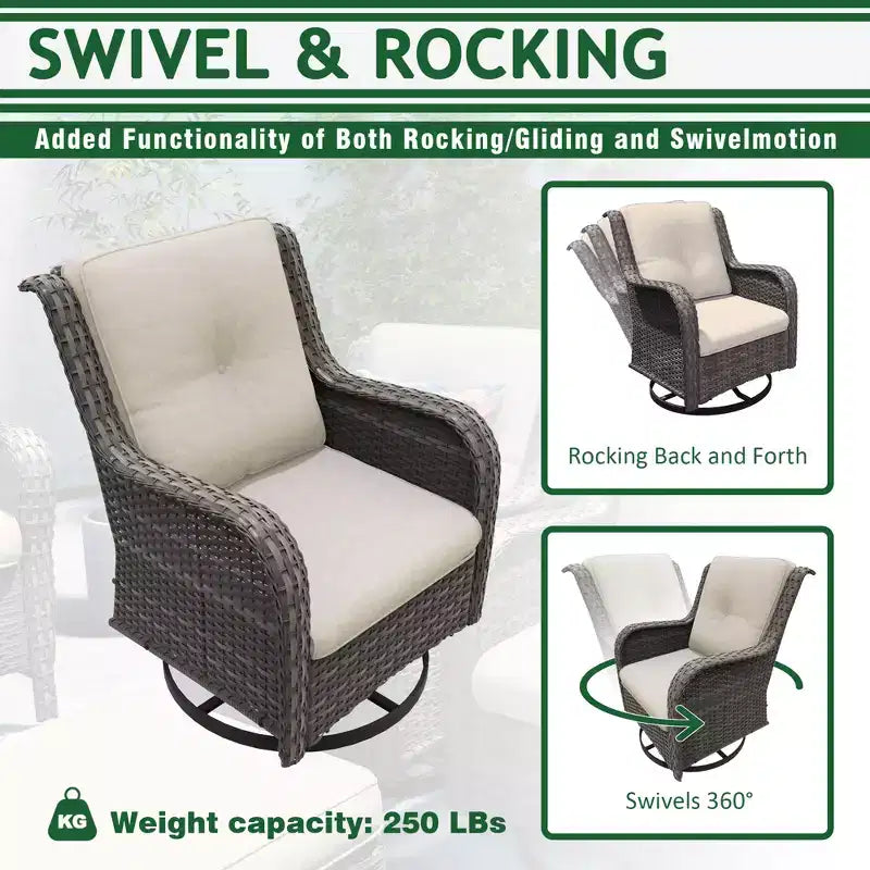 UPTIOT 6-Piece Wicker Outdoor Patio Conversation Set with Cushions