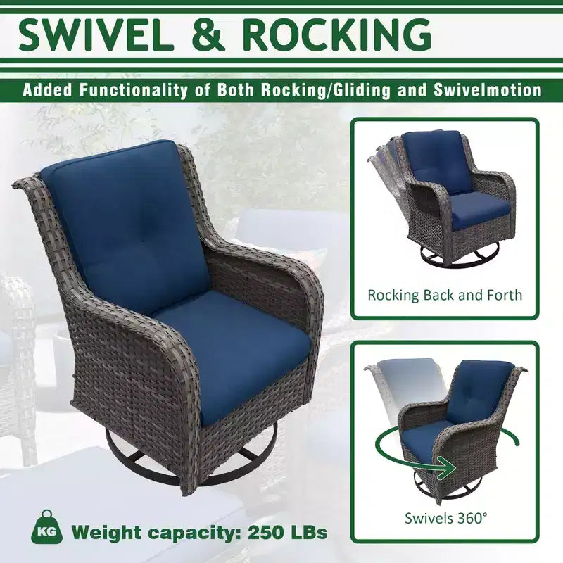 UPTIOT 6-Piece Wicker Outdoor Patio Conversation Set with Cushions