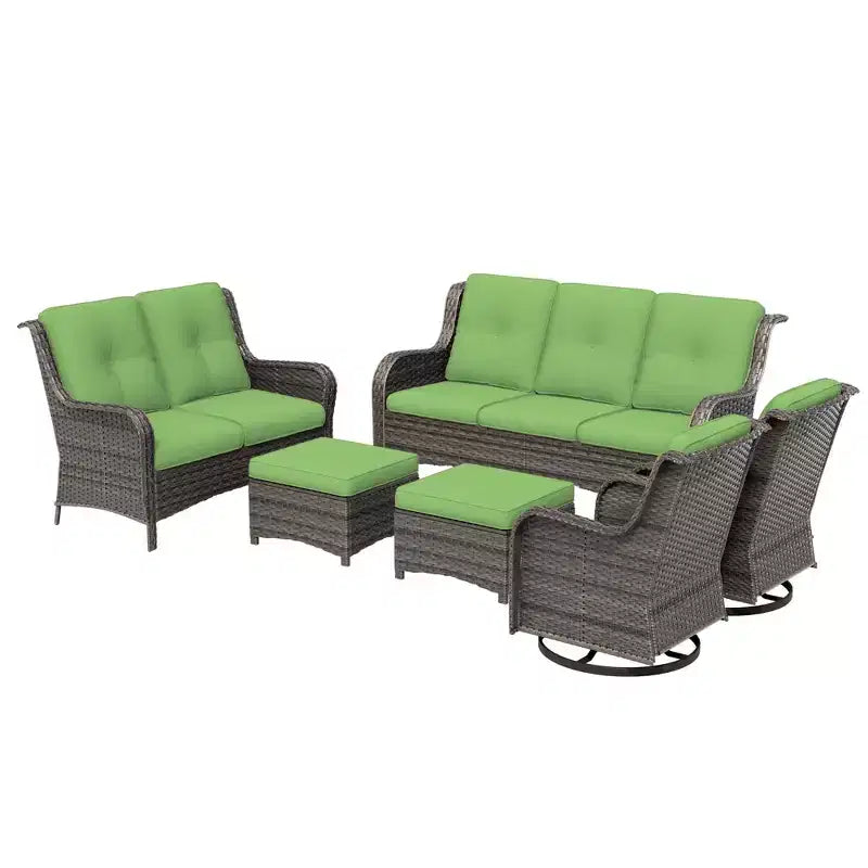 UPTIOT 6-Piece Wicker Outdoor Patio Conversation Set with Cushions