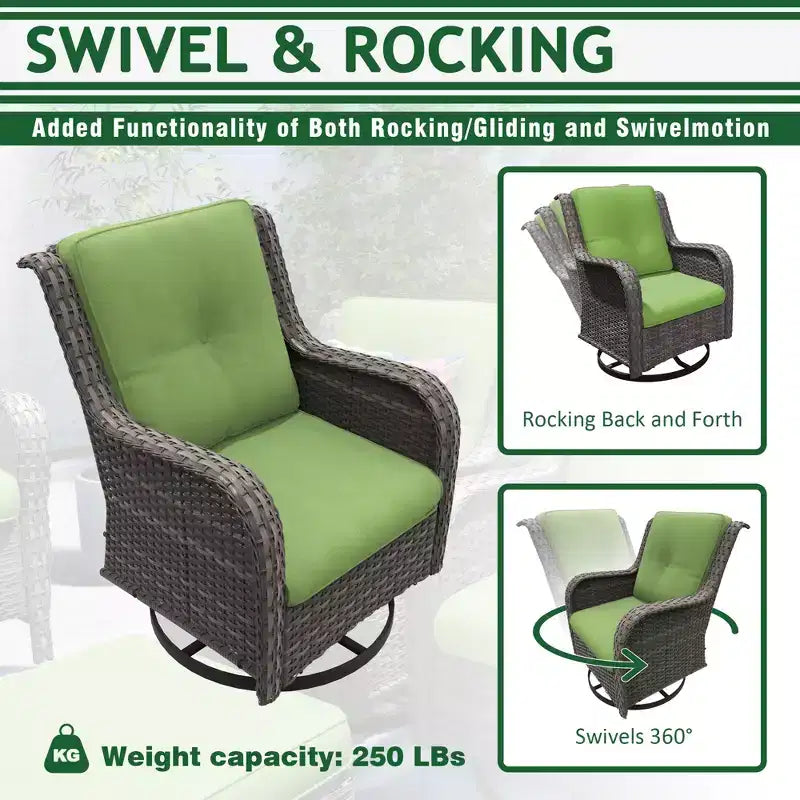 UPTIOT 6-Piece Wicker Outdoor Patio Conversation Set with Cushions