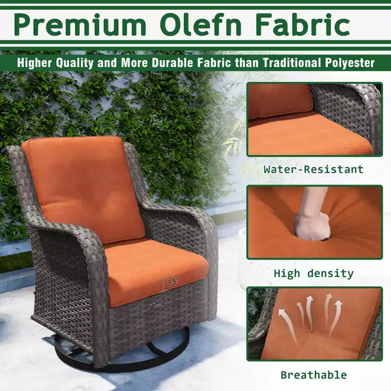 UPTIOT 6-Piece Wicker Outdoor Patio Conversation Set with Cushions