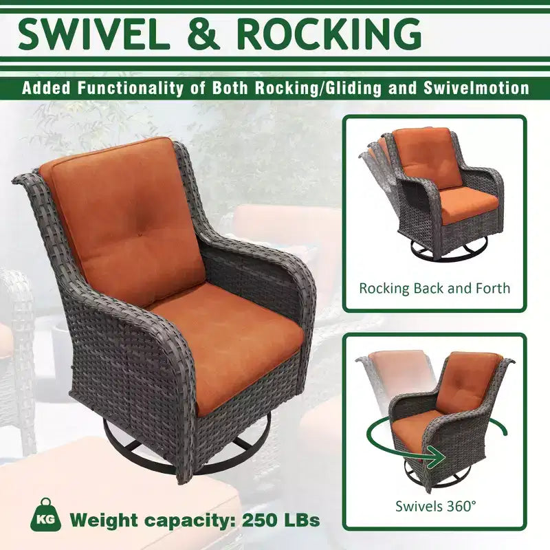 UPTIOT 6-Piece Wicker Outdoor Patio Conversation Set with Cushions