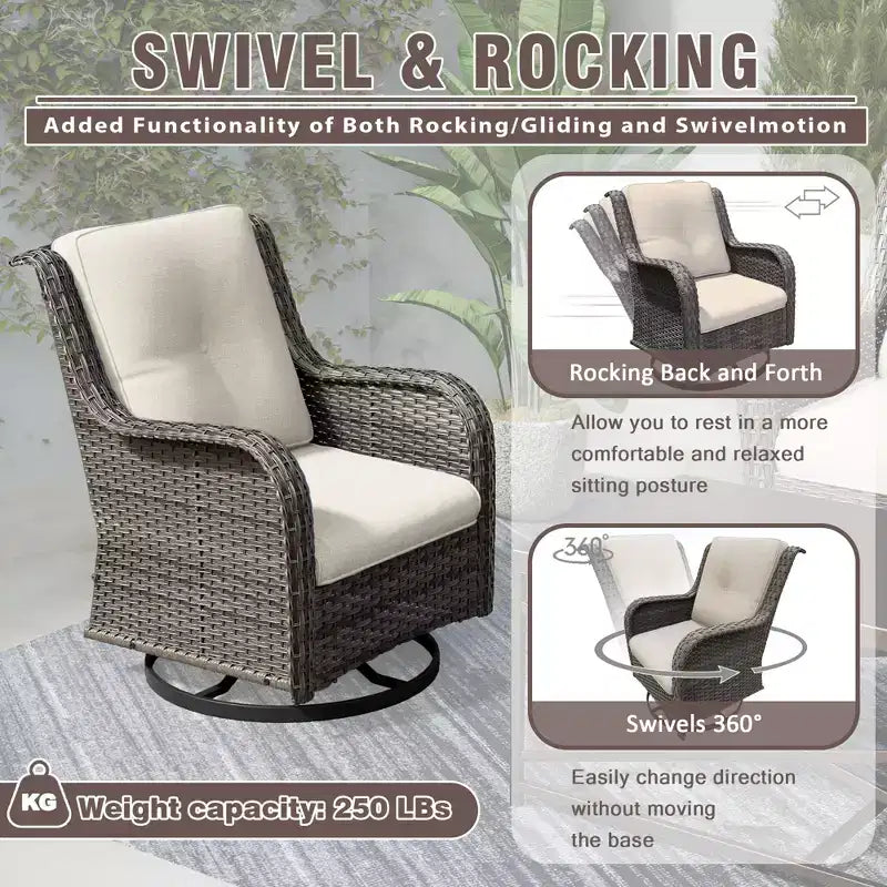 UPTIOT 6-Piece Wicker Patio Conversation Set Rattan Seating Set
