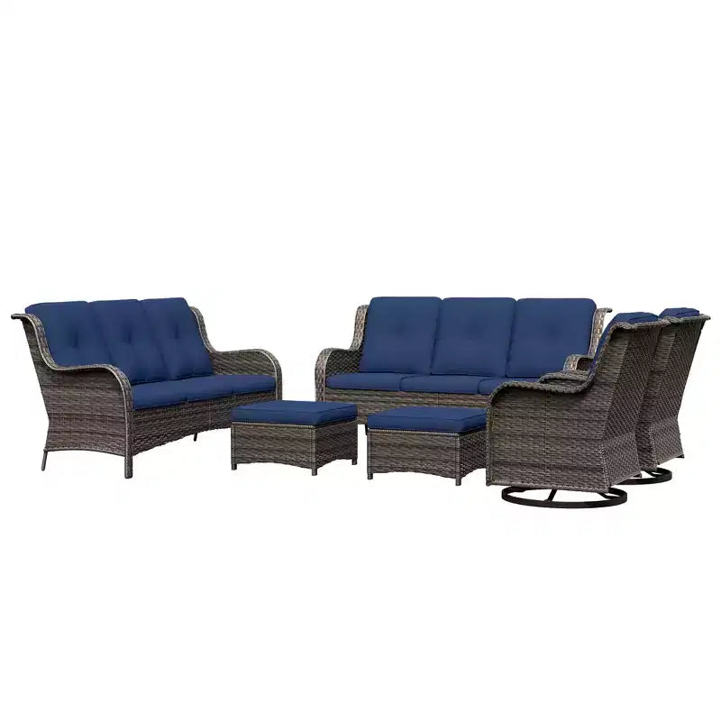 UPTIOT 6-Piece Wicker Patio Conversation Set Rattan Seating Set