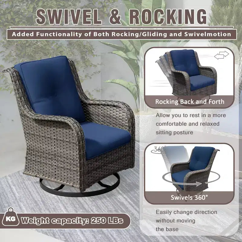 UPTIOT 6-Piece Wicker Patio Conversation Set Rattan Seating Set