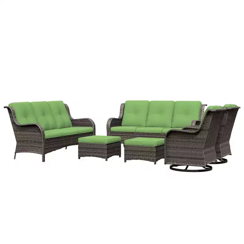 UPTIOT 6-Piece Wicker Patio Conversation Set Rattan Seating Set