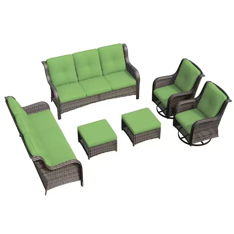 UPTIOT 6-Piece Wicker Patio Conversation Set Rattan Seating Set