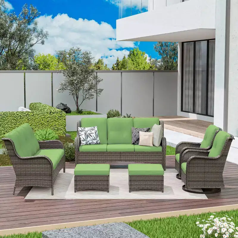 UPTIOT 6-Piece Wicker Patio Conversation Set Rattan Seating Set