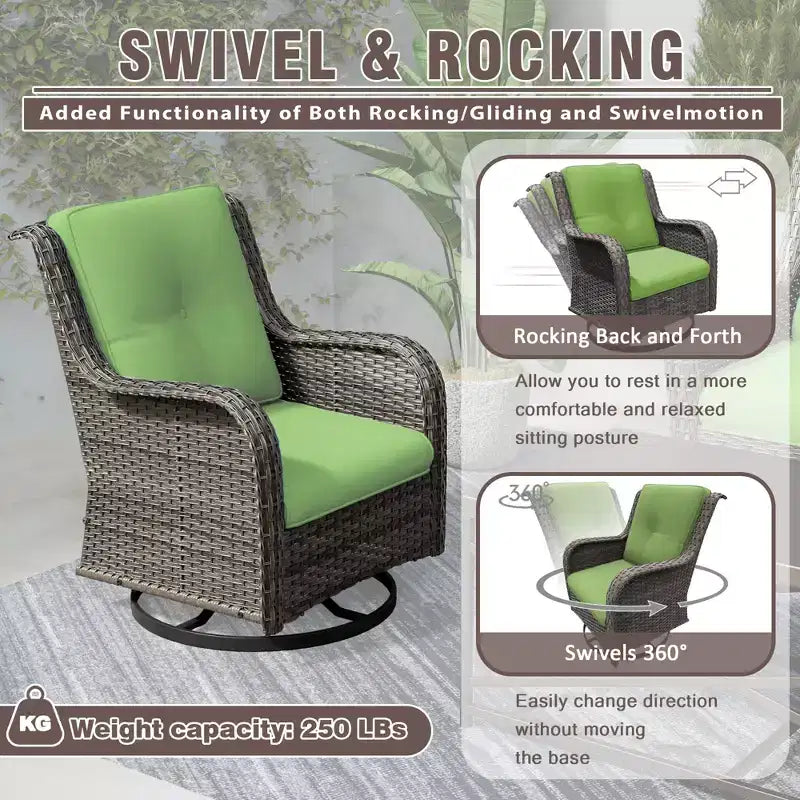UPTIOT 6-Piece Wicker Patio Conversation Set Rattan Seating Set