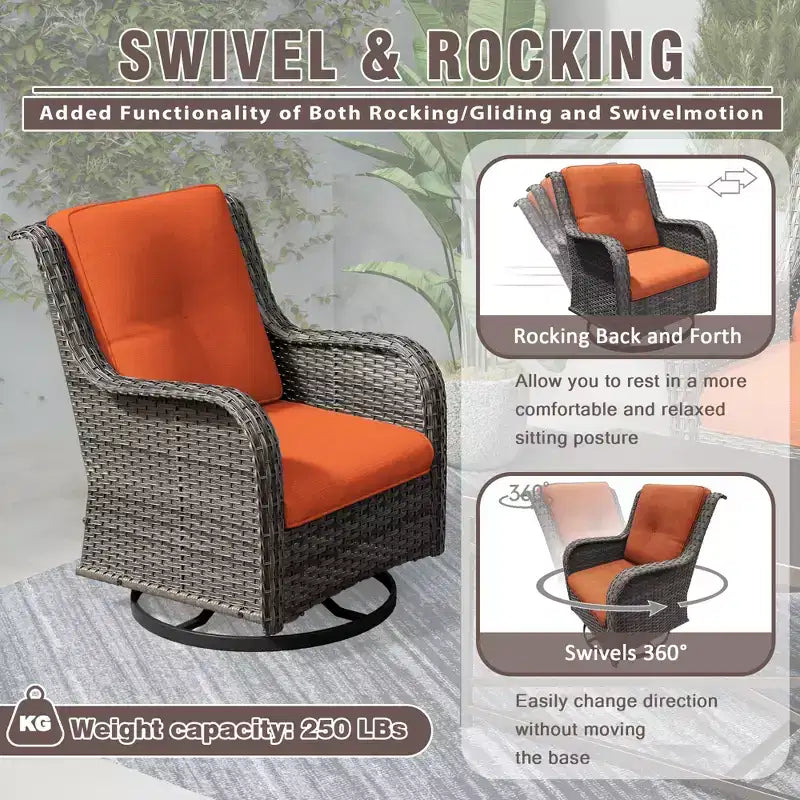 UPTIOT 6-Piece Wicker Patio Conversation Set Rattan Seating Set