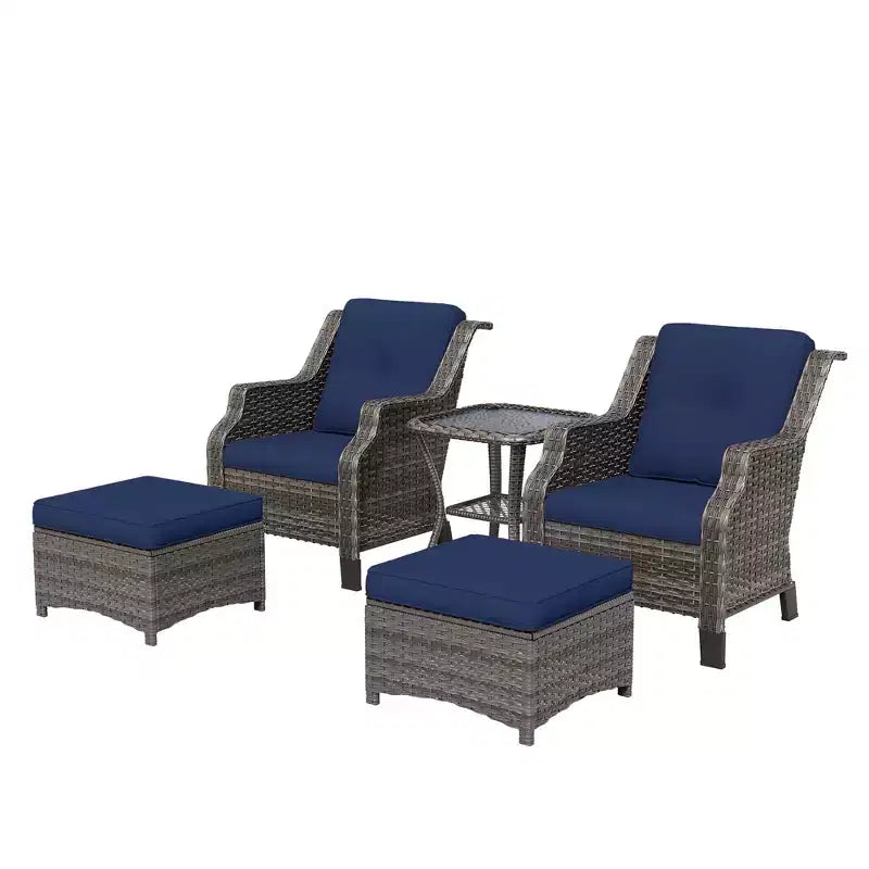 UPTIOT 5-Piece Wicker Patio Conversation Set Outdoor Lounge Chair