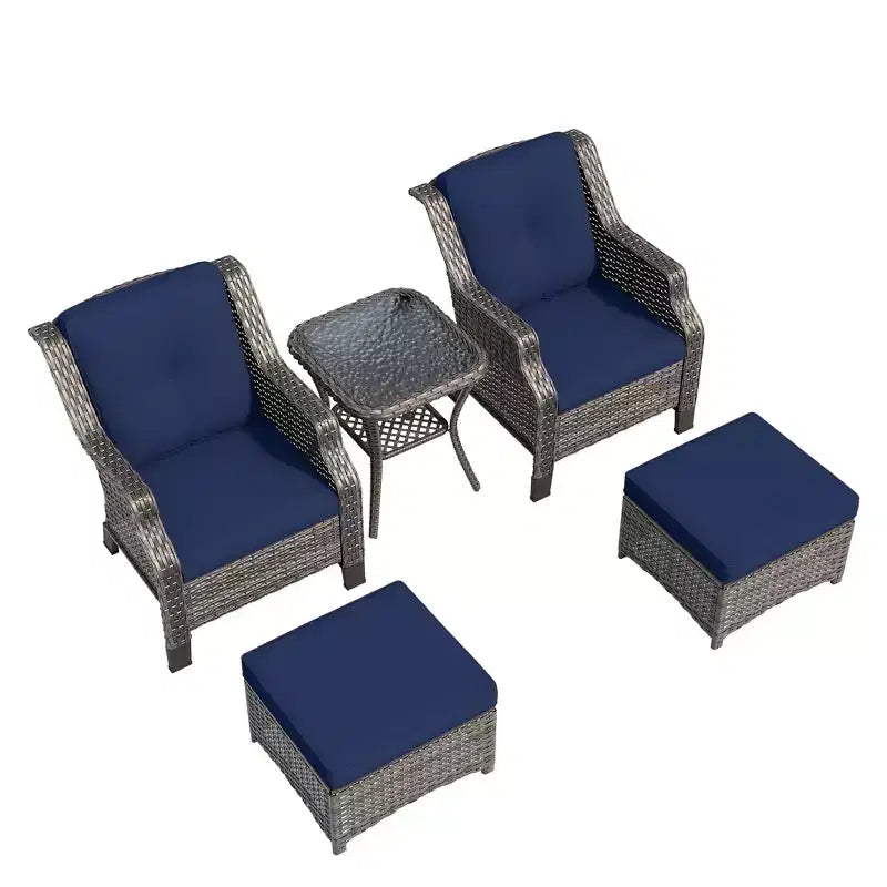 UPTIOT 5-Piece Wicker Patio Conversation Set Outdoor Lounge Chair