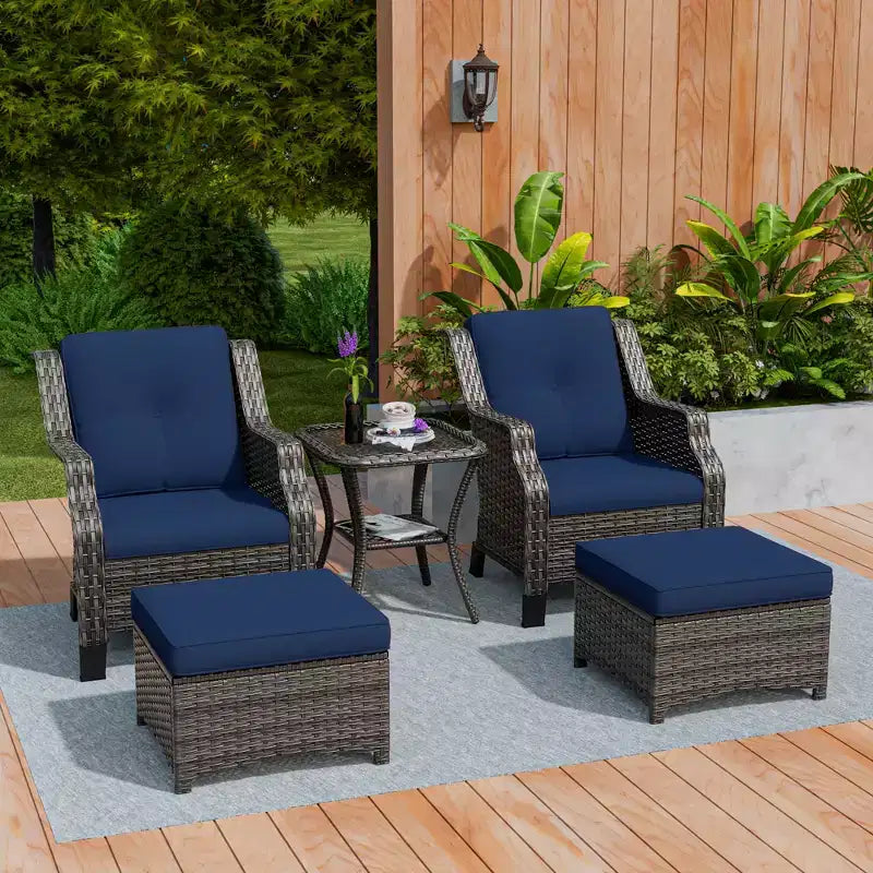 UPTIOT 5-Piece Wicker Patio Conversation Set Outdoor Lounge Chair