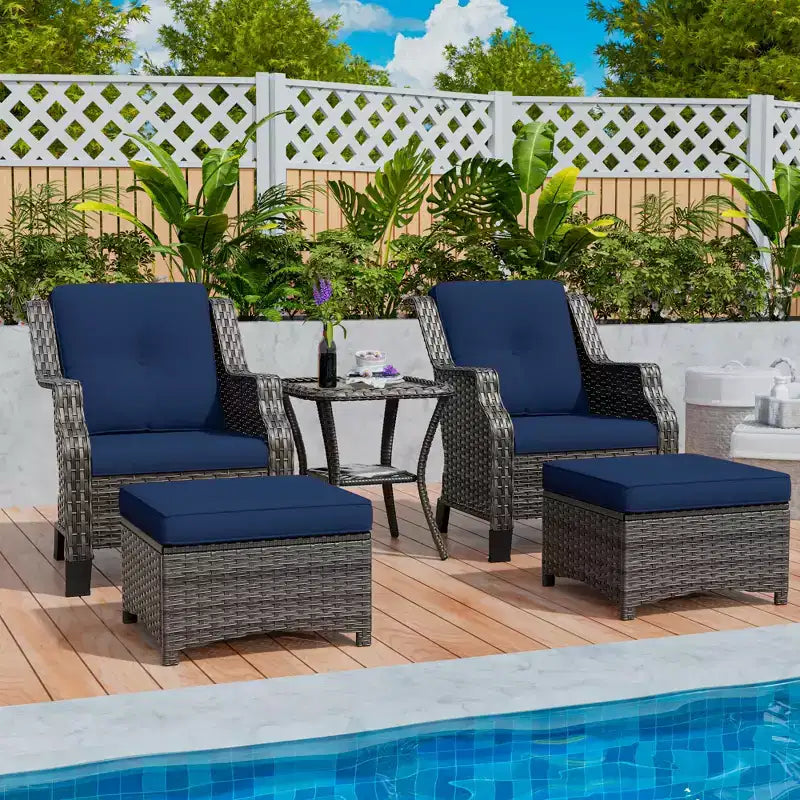 UPTIOT 5-Piece Wicker Patio Conversation Set Outdoor Lounge Chair
