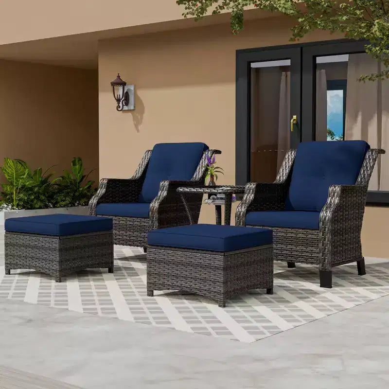 UPTIOT 5-Piece Wicker Patio Conversation Set Outdoor Lounge Chair