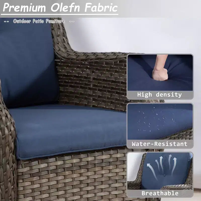 UPTIOT 5-Piece Wicker Patio Conversation Set Outdoor Lounge Chair