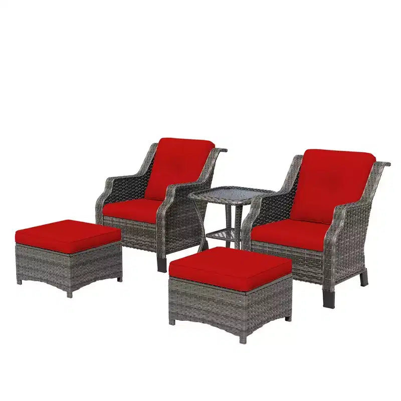 UPTIOT 5-Piece Wicker Patio Conversation Set Outdoor Lounge Chair