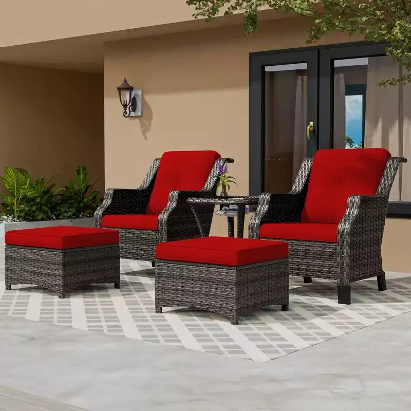 UPTIOT 5-Piece Wicker Patio Conversation Set Outdoor Lounge Chair