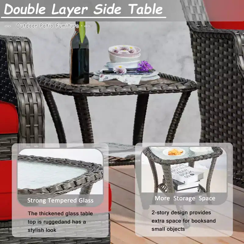 UPTIOT 5-Piece Wicker Patio Conversation Set Outdoor Lounge Chair