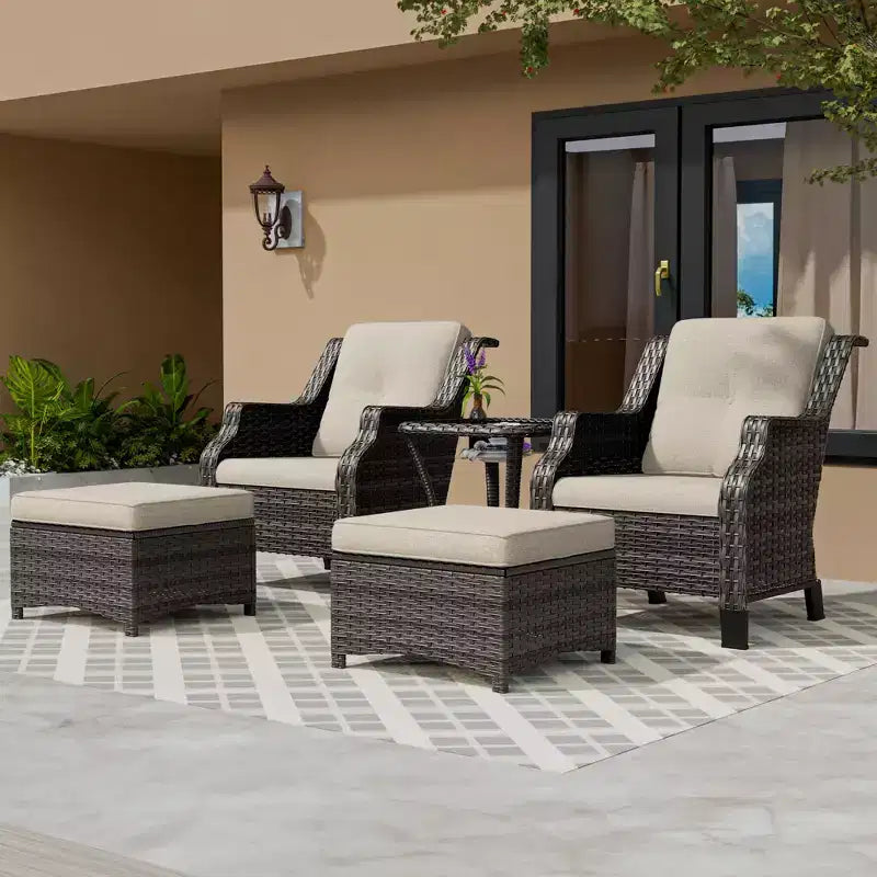 UPTIOT 5-Piece Wicker Patio Conversation Set Outdoor Lounge Chair