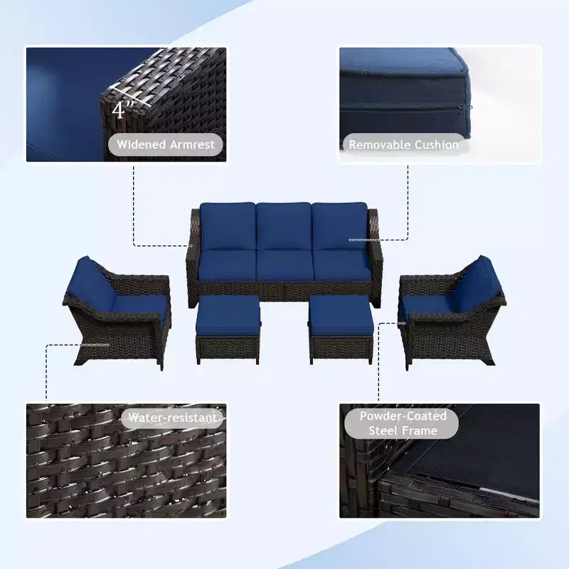UPTIOT 5-Piece Outdoor Conversation Set