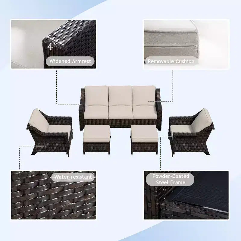 UPTIOT 5-Piece Outdoor Conversation Set