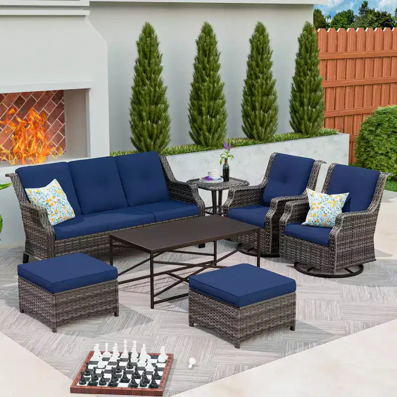 UPTIOT 7-Piece Outdoor Patio Conversation Set