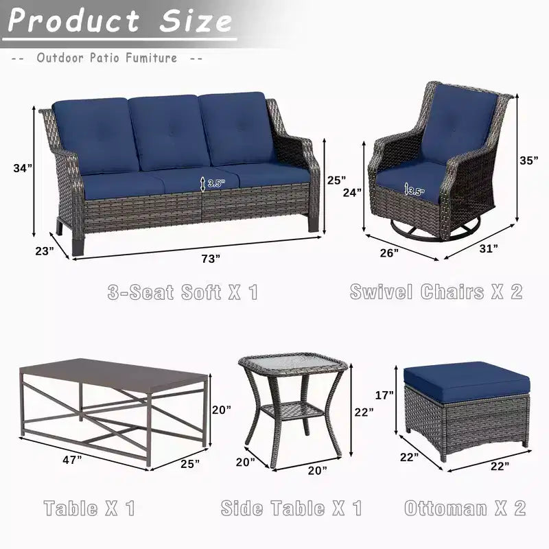 UPTIOT 7-Piece Outdoor Patio Conversation Set
