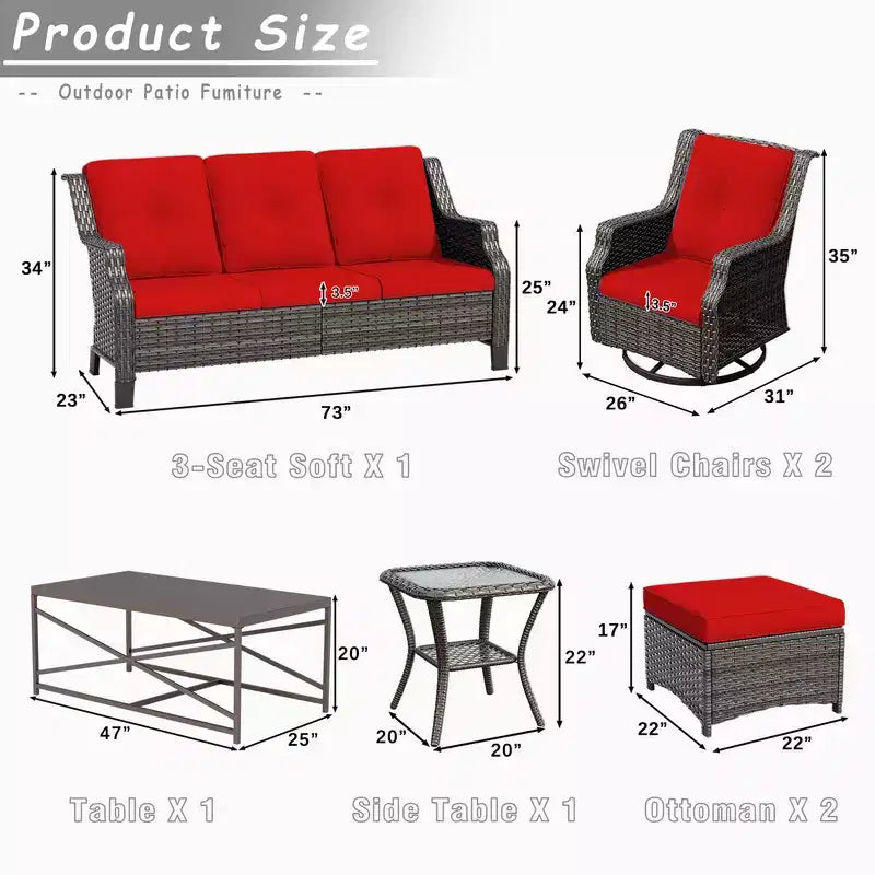 UPTIOT 7-Piece Outdoor Patio Conversation Set