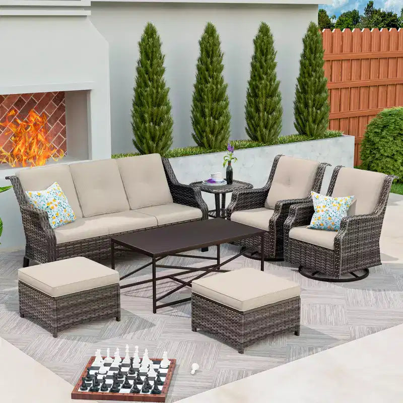 UPTIOT 7-Piece Outdoor Patio Conversation Set