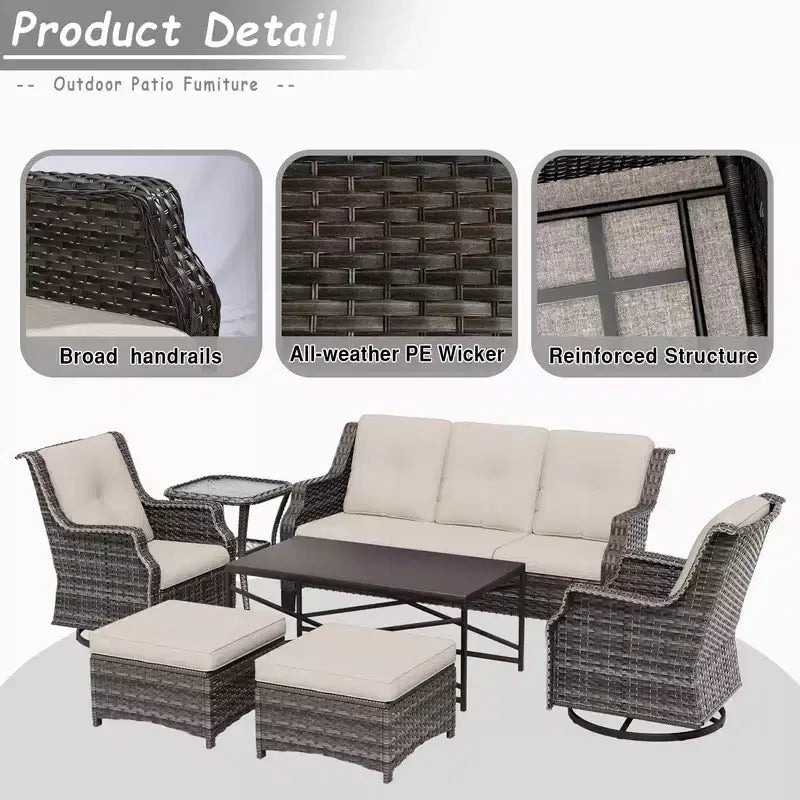 UPTIOT 7-Piece Outdoor Patio Conversation Set