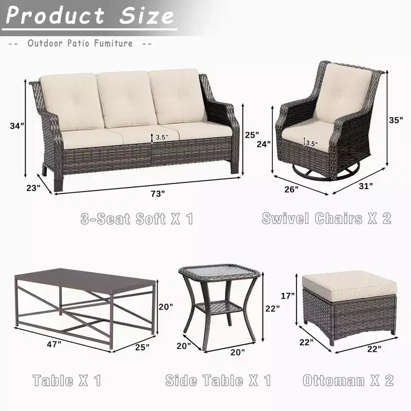 UPTIOT 7-Piece Outdoor Patio Conversation Set