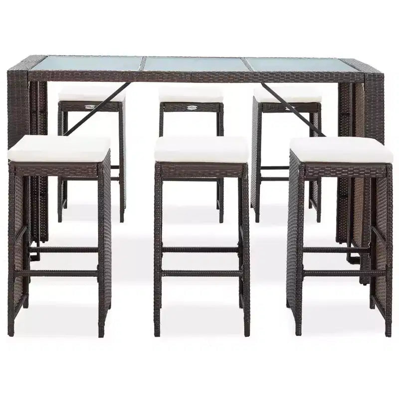 vidaXL Patio Bar Set Pub Table and Chairs Outdoor Garden 7 Piece Poly Rattan