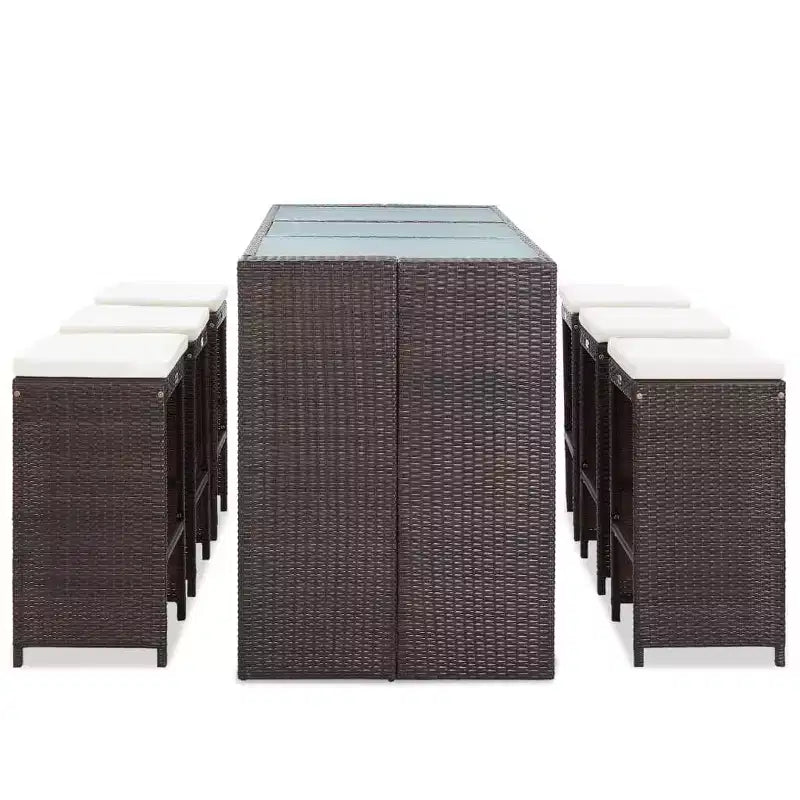vidaXL Patio Bar Set Pub Table and Chairs Outdoor Garden 7 Piece Poly Rattan