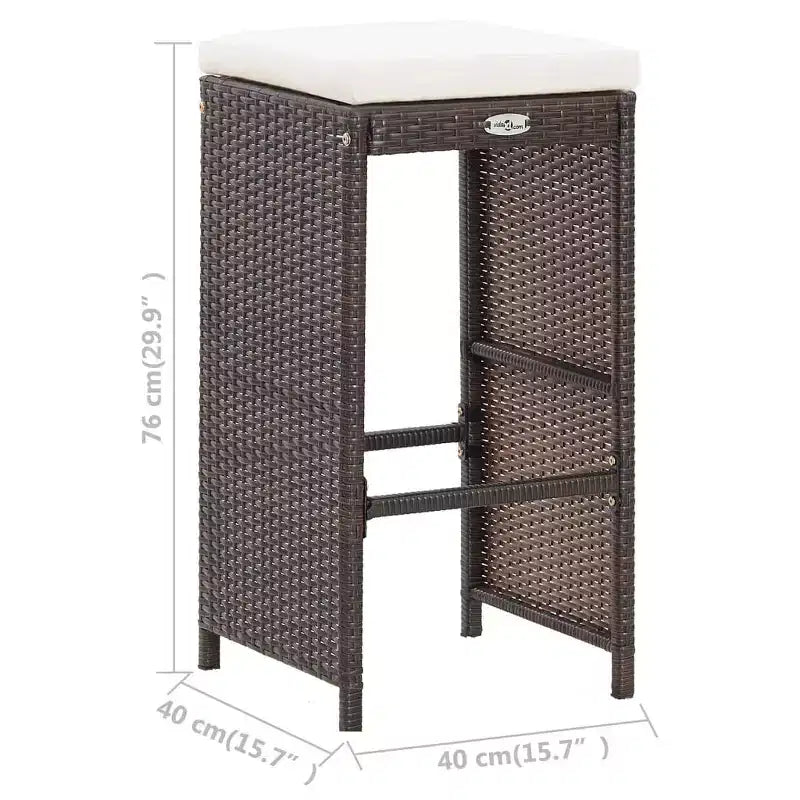 vidaXL Patio Bar Set Pub Table and Chairs Outdoor Garden 7 Piece Poly Rattan