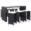 vidaXL Patio Bar Set Pub Table and Chairs Outdoor Garden 7 Piece Poly Rattan