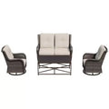 UPTIOT 4-Piece Outdoor Lounge Set with Swivel Rocking Chairs, Double Sofa & Rectangle Table