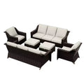 UPTIOT 6-Piece Outdoor Patio Set with Two 3-Seat Sofas, Two Chairs & Two Ottomans