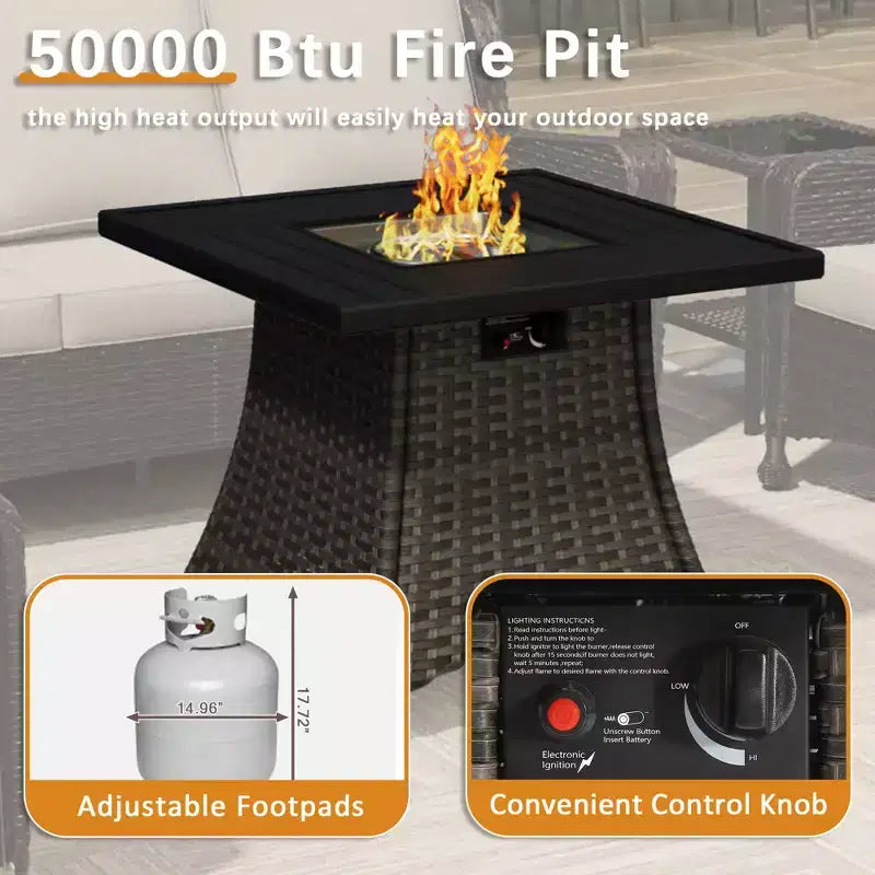 UPTIOT Ultimate 6-Piece Outdoor Set with 50,000BTU Fire Pit & Swivel Rockers