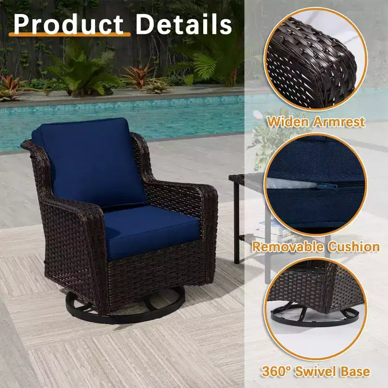 UPTIOT Ultimate 6-Piece Outdoor Set with 50,000BTU Fire Pit & Swivel Rockers