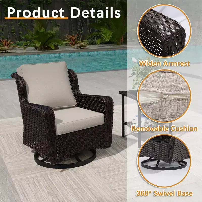 UPTIOT Ultimate 6-Piece Outdoor Set with 50,000BTU Fire Pit & Swivel Rockers