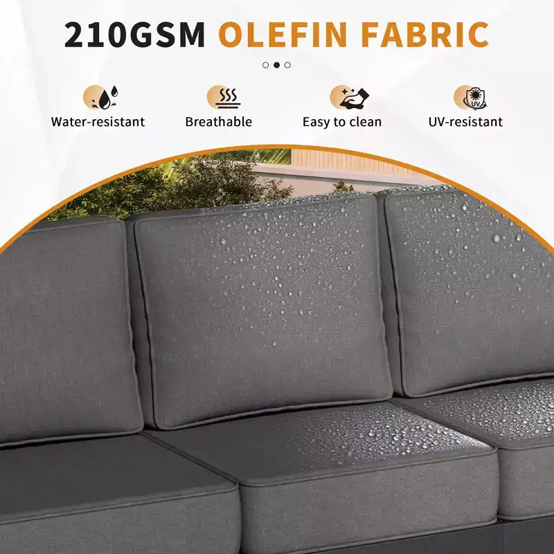 UPTIOT 5-Piece Outdoor Set: 3-Seat Sofa, 2 Chairs, Fire Table & Coffee Table with Waterproof Olefin Fabric for Patio/Backyard