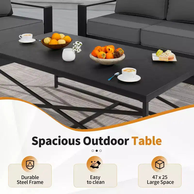 UPTIOT 5-Piece Outdoor Set: 3-Seat Sofa, 2 Chairs, Fire Table & Coffee Table with Waterproof Olefin Fabric for Patio/Backyard
